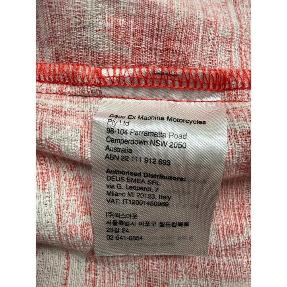 NWT Deus Ex Machina Men M Mail-Man Shirt Red Stamp Palm Print Cotton Button Up - Picture 12 of 14